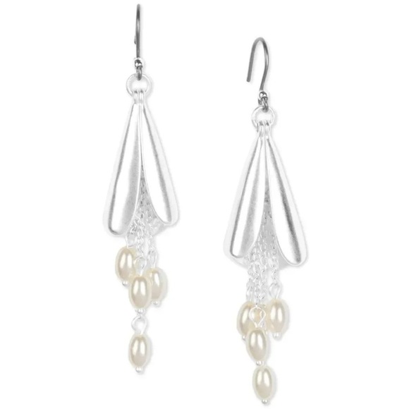 Anthropologie Jewelry - Vintage Pearl Silver Earrings